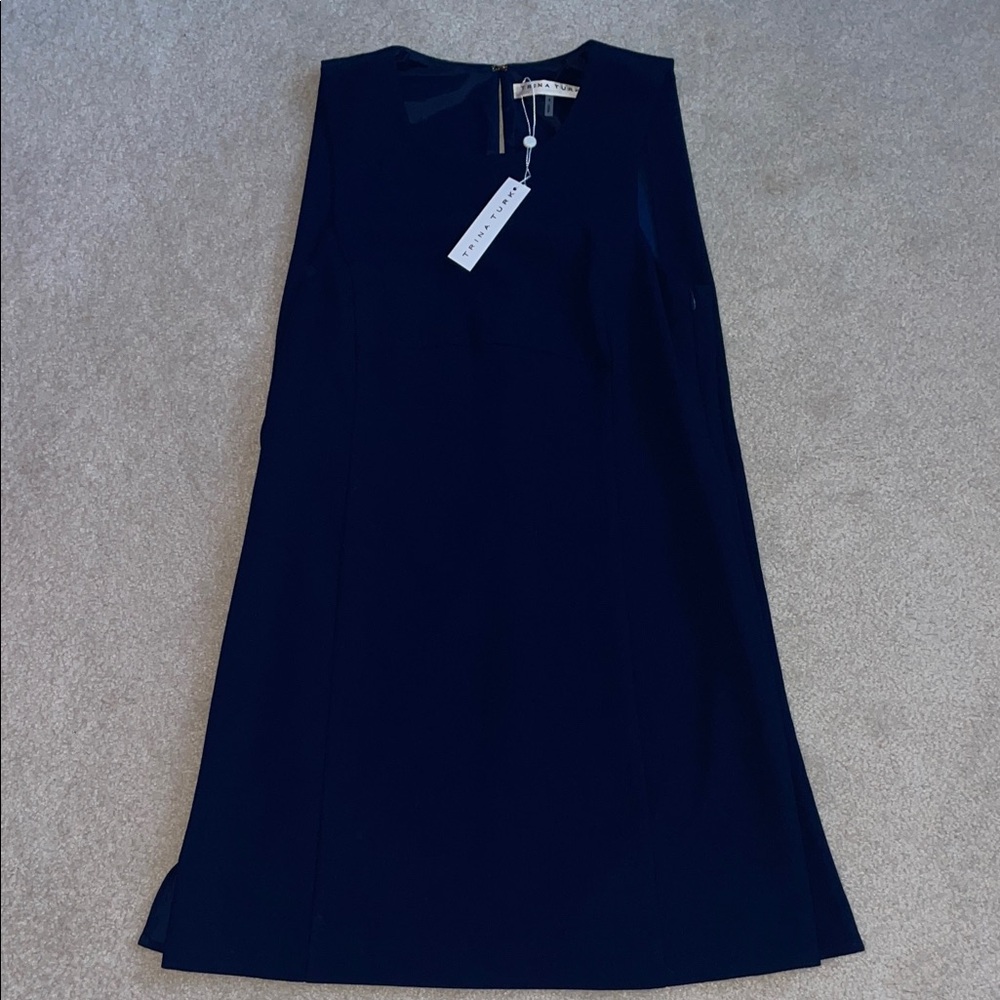 Trina Turk Navy A-Line Sleeveless Dress